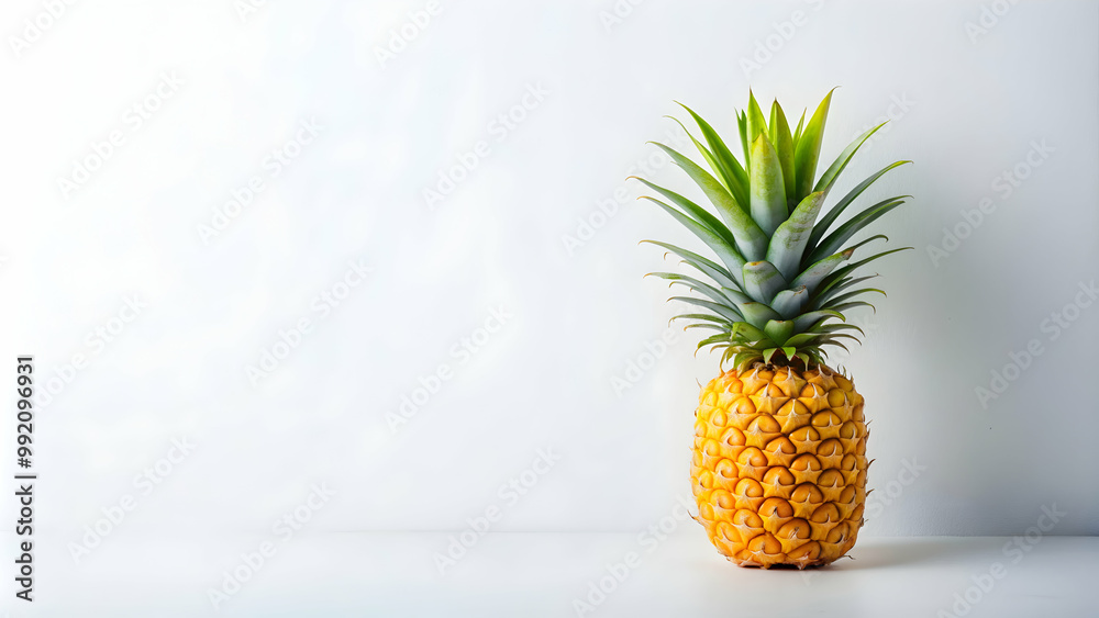 Vibrant yellow pineapple on a white background, sweet, tropical, freshness, exotic, juicy, ripe, fruit, vitamin C, healthy Vibrant yellow pineapple on a white background, sweet, tropical, freshness, exotic, juicy, ripe, fruit, vitamin C, healthy