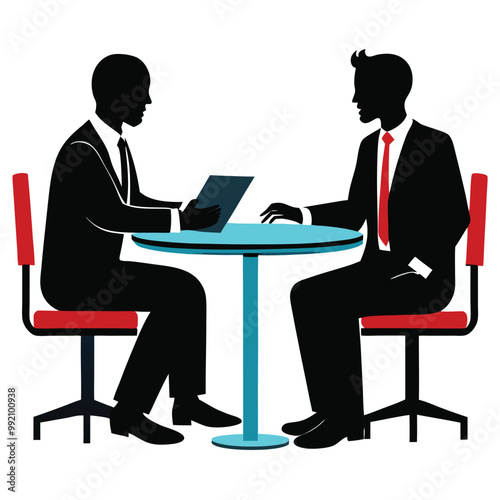 two-businessmen-in-meeting--vector silhouette