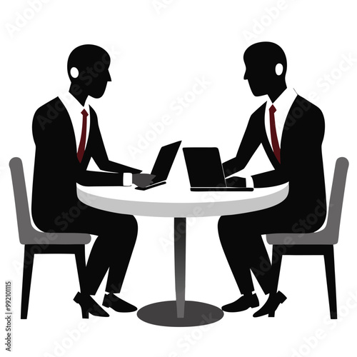 two-businessmen-in-meeting--vector silhouette