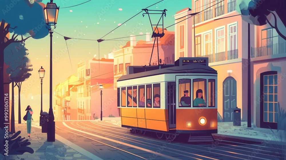Obraz premium Vibrant City Tram