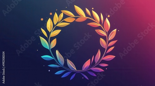 Colorful Laurel Wreath Illustration