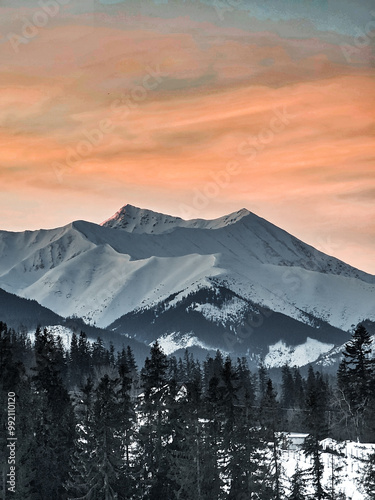 Sunset in Western Tatras at winter - Poland