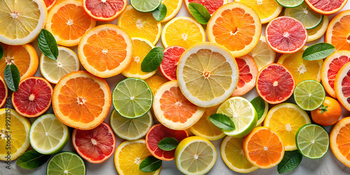 Colorful citrus salad wallpaper with slices of oranges, lemons, and grapefruits, citrus, salad, colorful, wallpaper, fresh