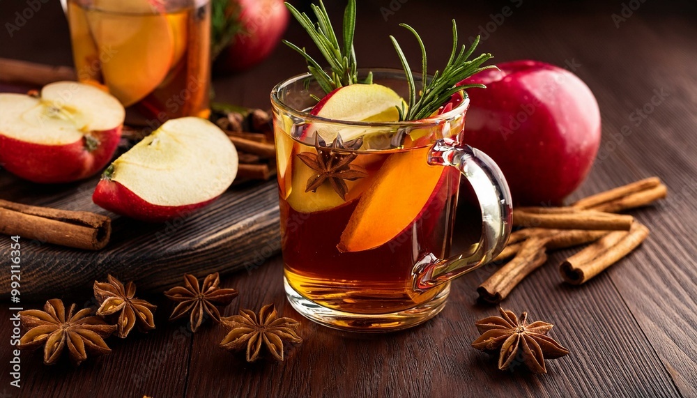 Apple cinnamon tea with rosemary and anise.