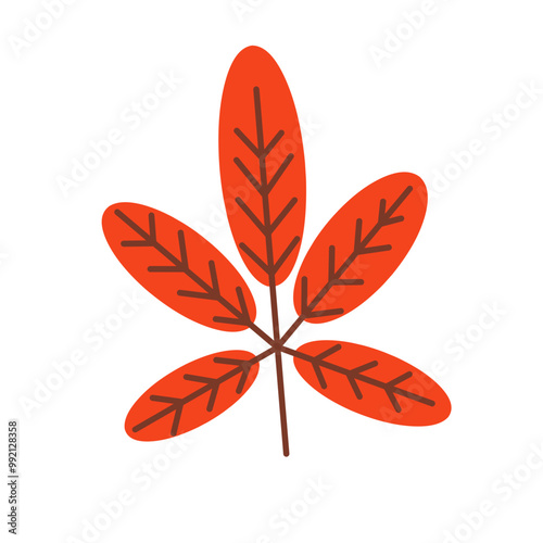 Red Autumn Leaves Icon. Autumn Season Concept.