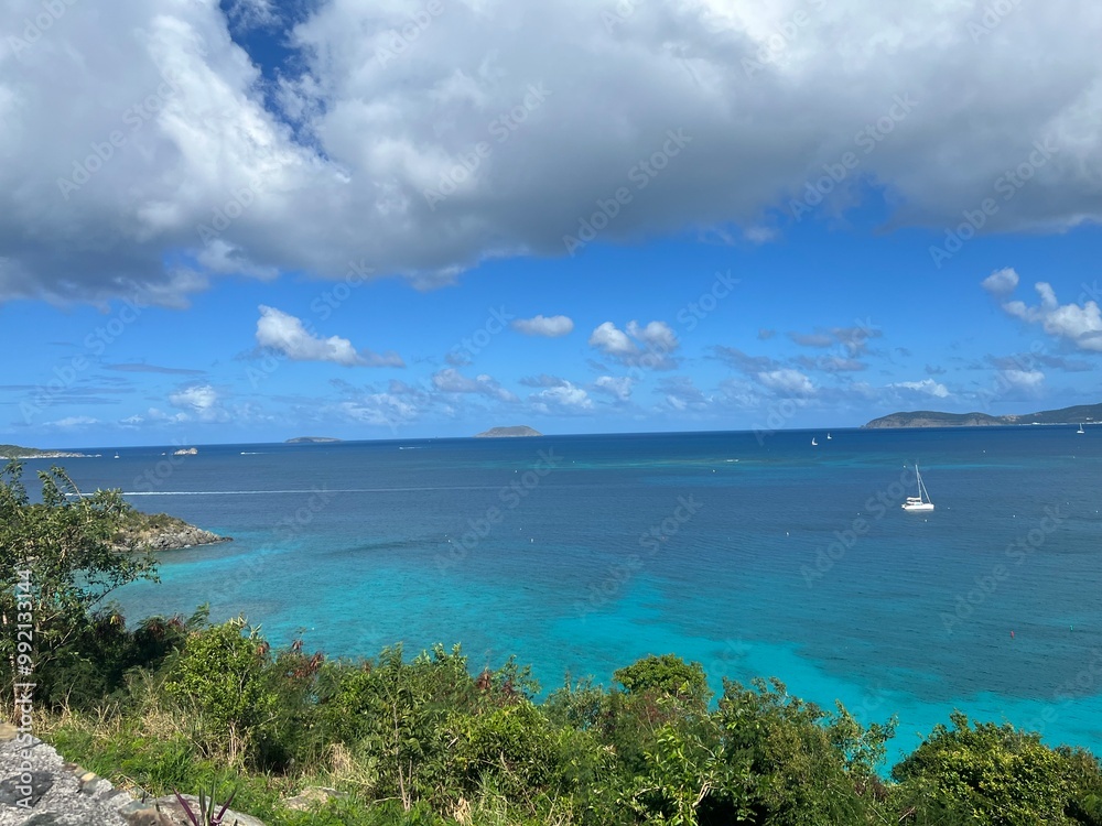 Fototapeta premium Water island view from mountain