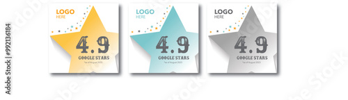 Star Review Rating Graphic for Social Media online profiles and advertisements. Review stars marketing business template vector.
