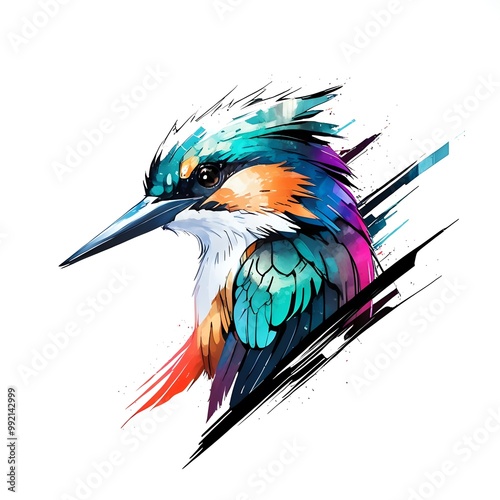 Colorful Kingfisher Portrait photo