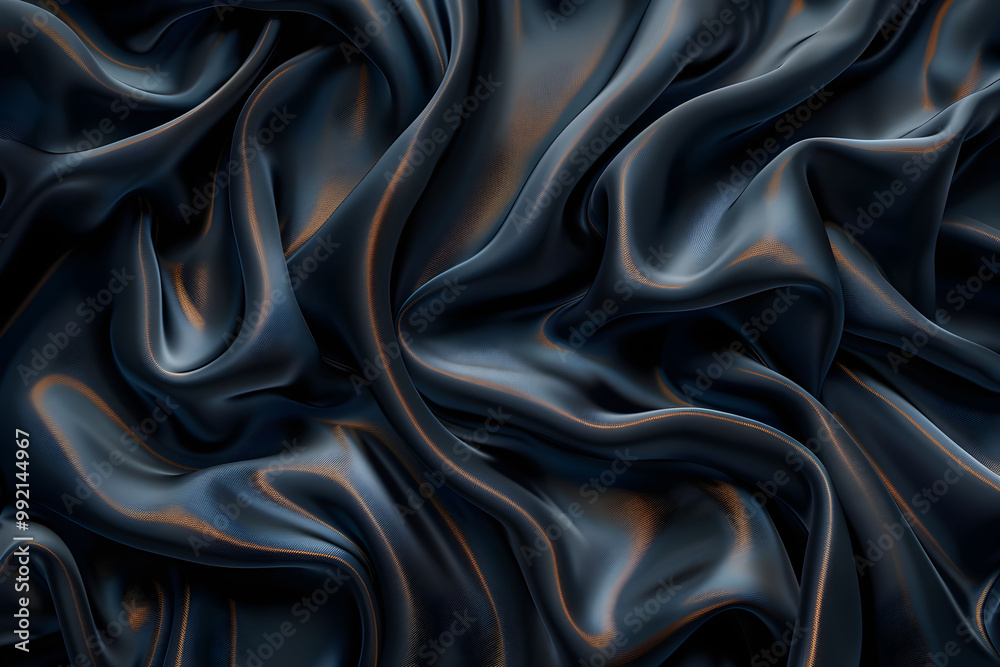 Abstract background with black fabric, black satin, dark texture of fabric made in the form of abstract satin fabric, soft waves of fabric Abstract background with black fabric, black satin, dark texture of fabric made in the form of abstract satin fabric, soft waves of fabric