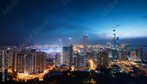 city skyline at night