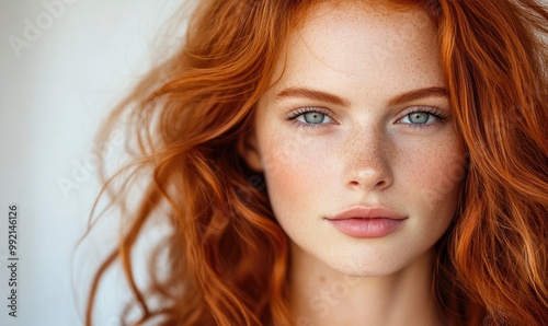 Elegant Portrait of a Beautiful Red-Haired Woman