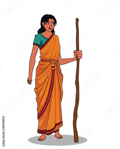 A village farmers wife cartoon character design