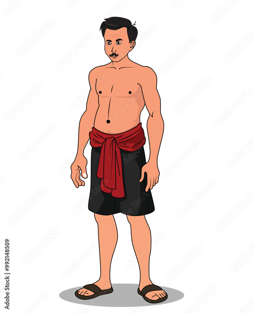Fototapeta premium Indian village poor man cartoon character design