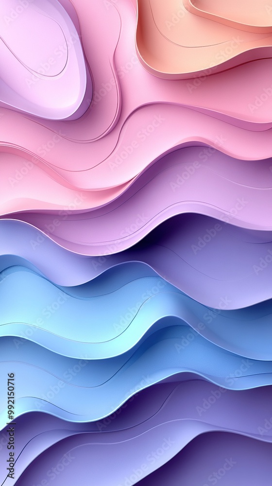 A high-resolution, minimalist abstract background featuring fluid waves of vibrant colors in shades of blue and purple.
