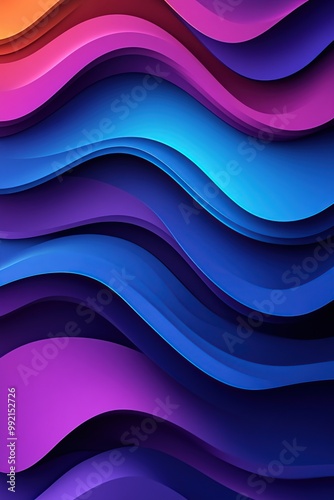 Wallpaper Mural A high-resolution, minimalist abstract background featuring fluid waves of vibrant colors in shades of blue and purple. Torontodigital.ca