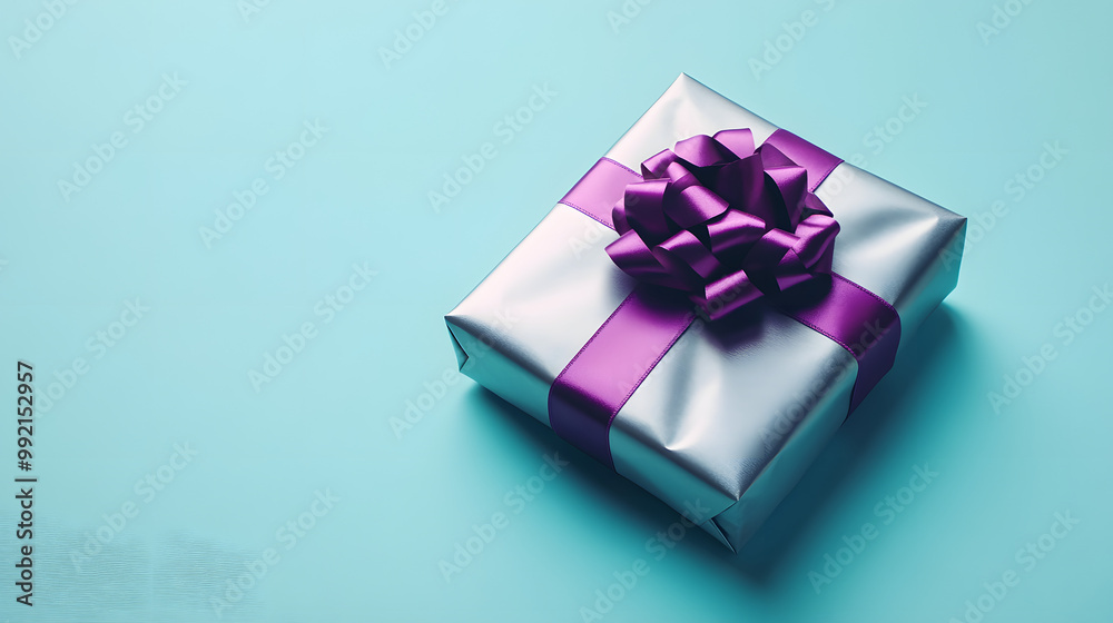 Birthday Present on a Light Blue Background Birthday Present on a Light Blue Background