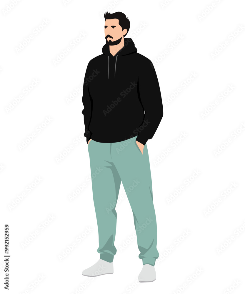 Vector illustration of a man in a black sweater and blue pants Vector illustration of a man in a black sweater and blue pants