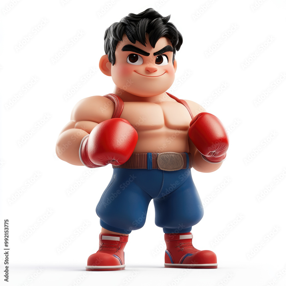 3D cartoon boxer, against a solid white background 3D cartoon boxer, against a solid white background