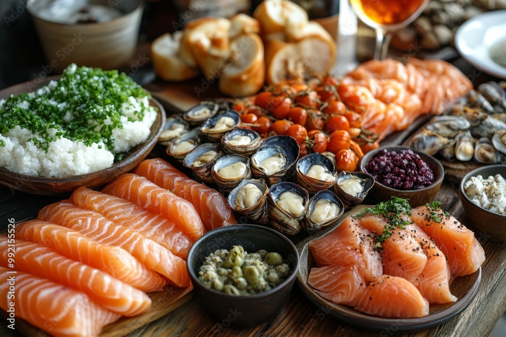 Seafood platter with lobster, shrimp, mussels, shrimps, mussels, squidpus, crab, shrimp, squid, shrimp, fish, musselpus, mussels, squid. Seafood and healthy eating concept. Seafood platter with lobster, shrimp, mussels, shrimps, mussels, squidpus, crab, shrimp, squid, shrimp, fish, musselpus, mussels, squid. Seafood and healthy eating concept.