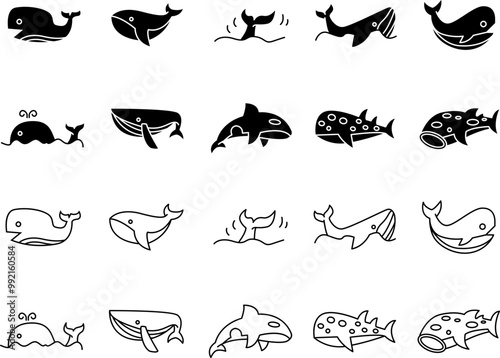 whale icon set