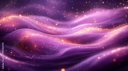 Flowing Purple And Pink Waves With Sparkling Particles And Light Trails