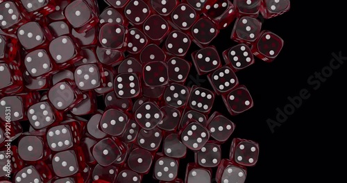 3D red dice transitions against alpha channels