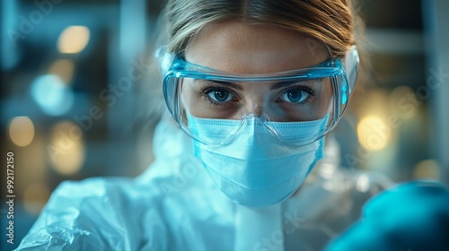 an Disinfector in a protective suit conducting home disinfection, emphasizing safety and professionalism in COVID-19 prevention.