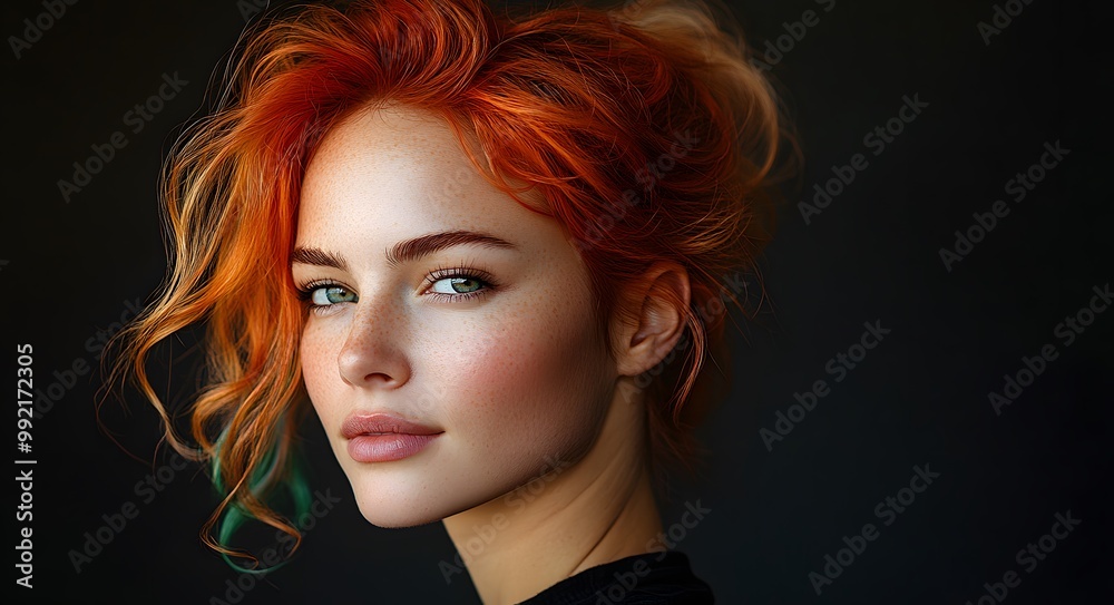 Beautiful young woman with colorful dyed hair on a black background. Beautiful young woman with colorful dyed hair on a black background.