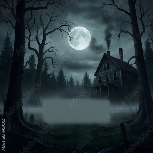 Ghostly Haunted House Halloween Card with Room for Text