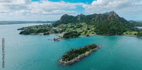 The Whangarei Heads and coastline in Whangarei, Northland, New Zealand. photo