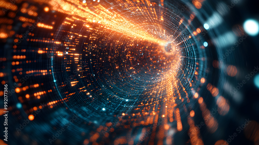 A swirling cloud of digital data, with binary code and pixelated particles merging into a vortex of light and motion A swirling cloud of digital data, with binary code and pixelated particles merging into a vortex of light and motion