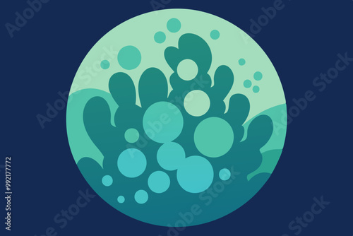 Round Bubbly Algae Clusters Simplistic Vector Silhouette Design for Underwater Scenes