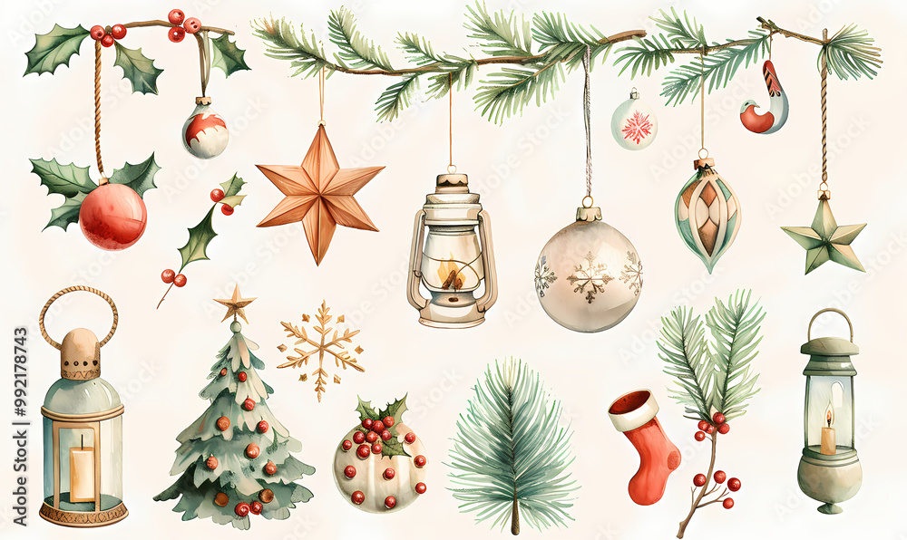 set of christmas decorations set of christmas decorations