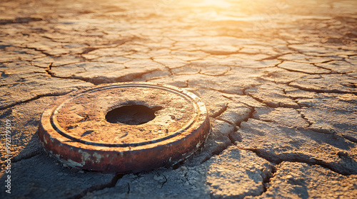 Rusted Hubcap on Desert Road photo