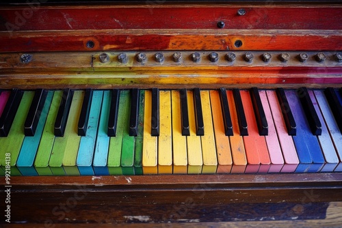 Wallpaper Mural Old colorful piano keyboard showing concept of music and creativity Torontodigital.ca