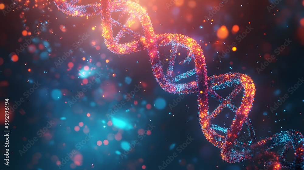A Glowing, Glittering Double Helix of DNA A Glowing, Glittering Double Helix of DNA