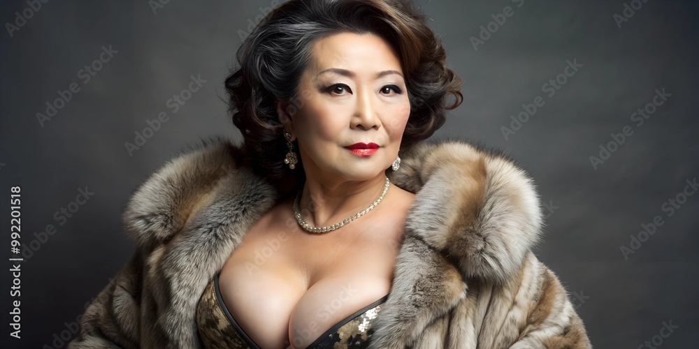 an Asian 50 year old woman with elegant fur an Asian 50 year old woman with elegant fur