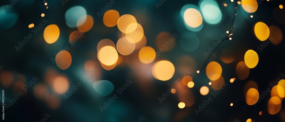 Blurred golden bokeh on black background. Visual video effects stripes background. Blurred golden bokeh on black background. Visual video effects stripes background.