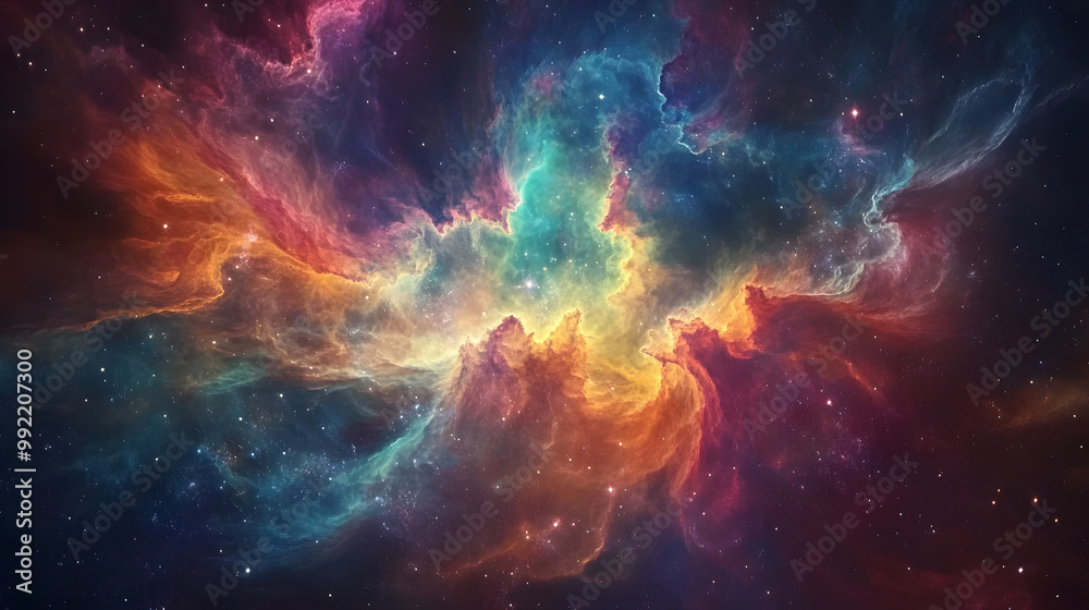 Colorful Swirling Nebula in Space Colorful Swirling Nebula in Space