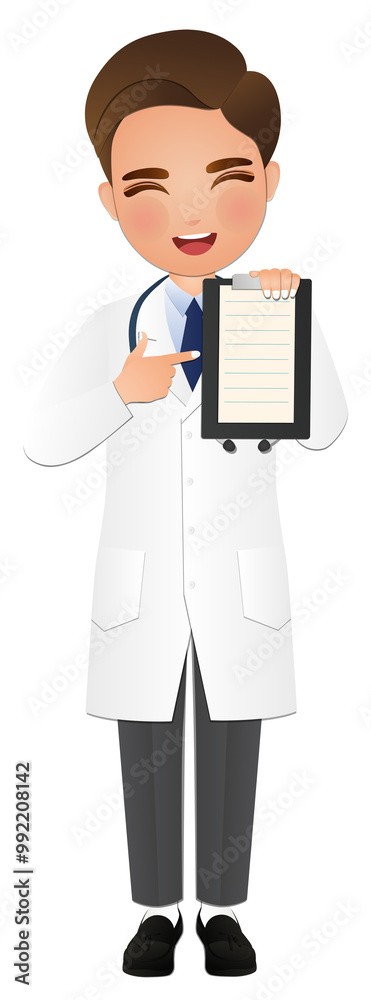 full body length cartoon character men doctor wears white coat at Hospital for healthcare services full body length cartoon character men doctor wears white coat at Hospital for healthcare services