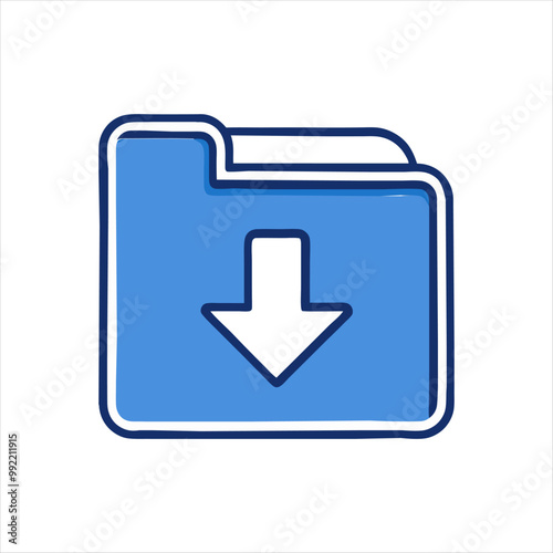 "Minimalist File Folder Icon with Bold Downward Arrow | Modern Vector for Downloads & File Management 