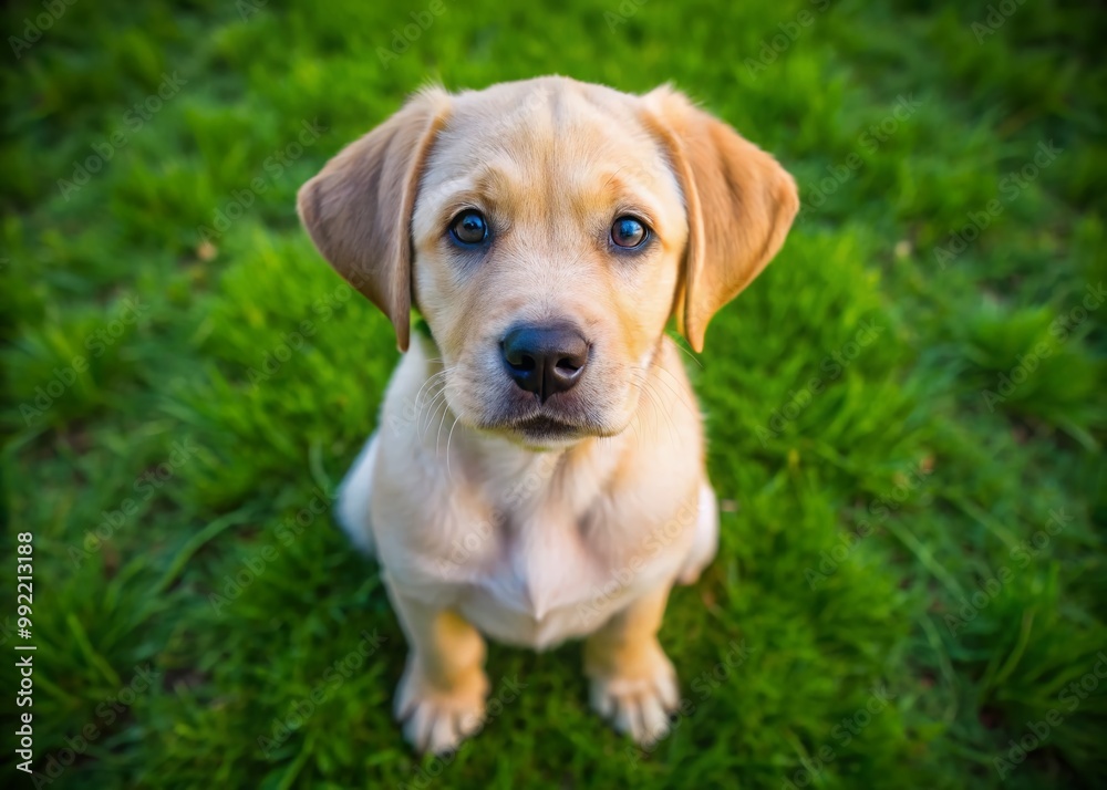 Adorable Light Brown Labrador Puppy Sitting on Grass, Playful and Curious, Perfect for Pet Lovers Adorable Light Brown Labrador Puppy Sitting on Grass, Playful and Curious, Perfect for Pet Lovers