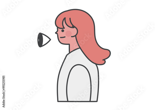 よく見ることで学ぶ女性　視力