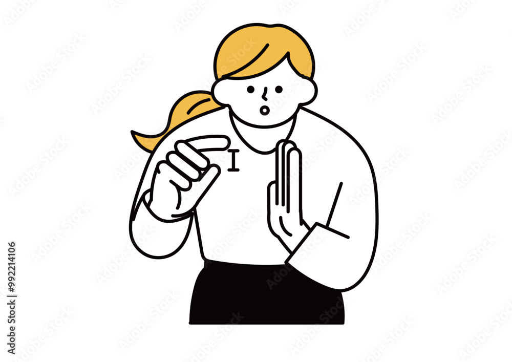 少しだけお願いと言っている女性会社員 少しだけお願いと言っている女性会社員