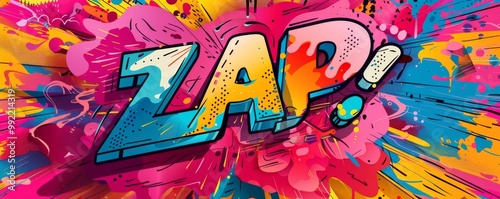 Wallpaper Mural Colorful pop art background with "ZAP" inside. Comic book style, Dynamic patterns, Bright vector Torontodigital.ca