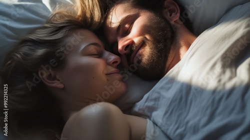 Close-Up of Couple Sleeping Together in Bed