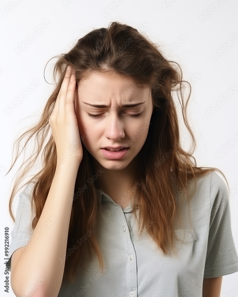 Portrait of a Young Woman with a Headache Portrait of a Young Woman with a Headache