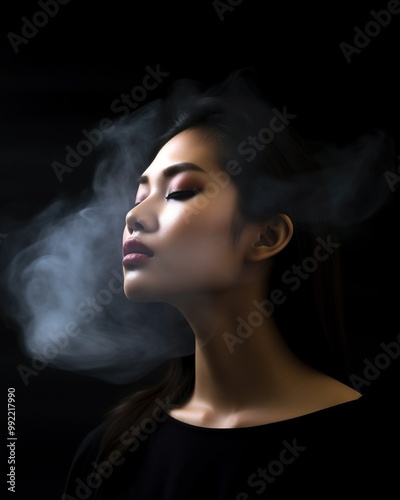 Woman in Smoke, Moody Portrait
