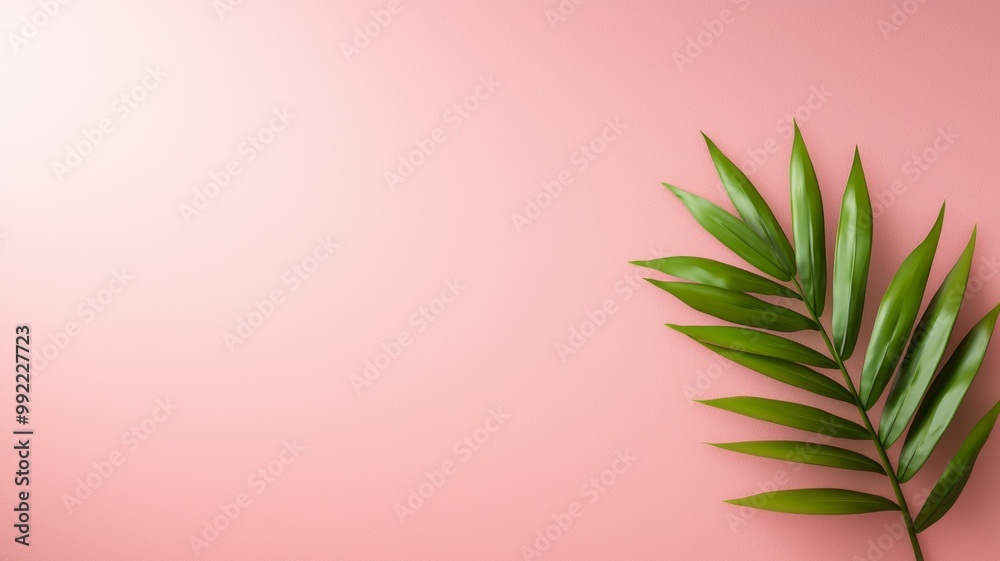 A leaf is on a pink background A leaf is on a pink background