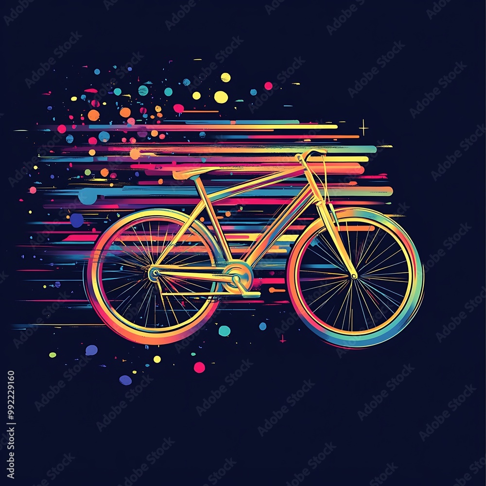 Fototapeta premium A Colorful Bicycle Illustration with Abstract Background